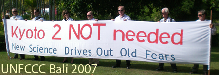 Skeptics Protested with a Banner at Bali Dec 07.